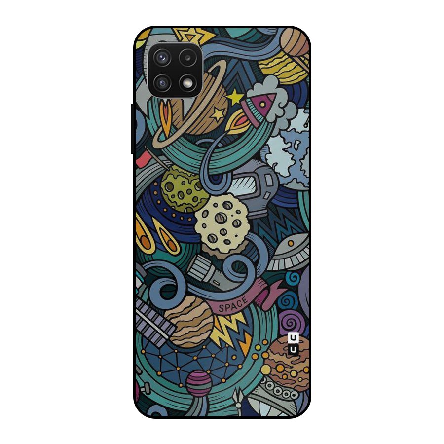 Space Pattern Blue Metal Back Case for Galaxy A22 5G
