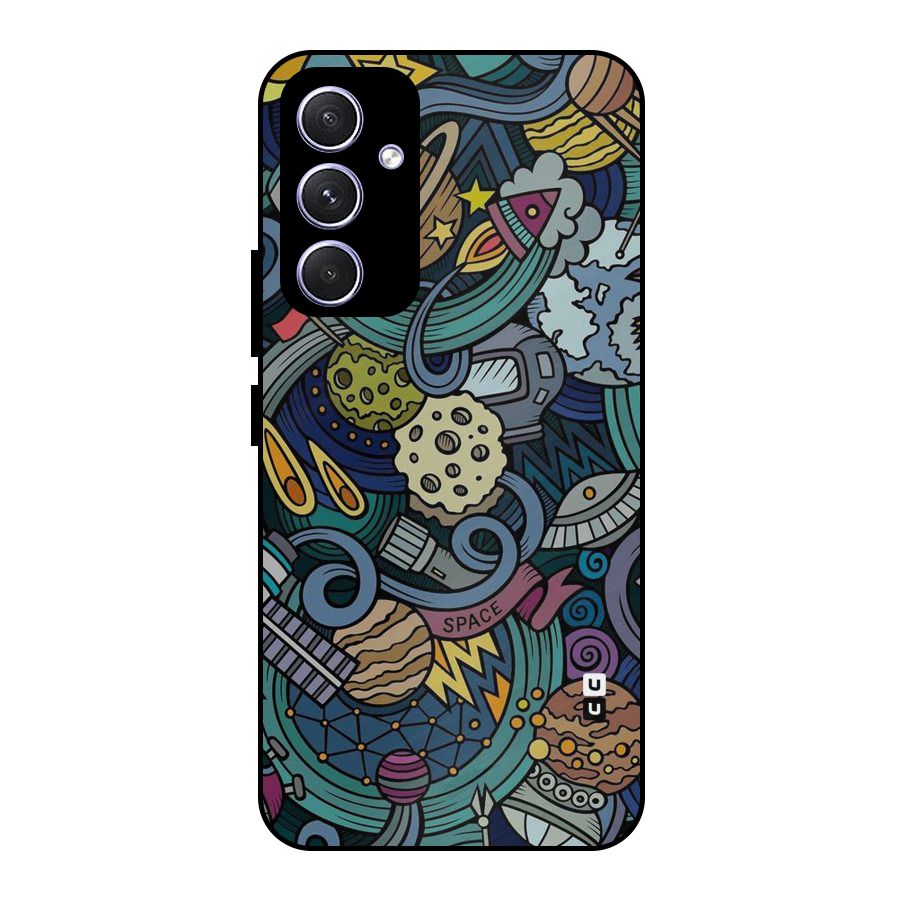 Space Pattern Blue Metal Back Case for Galaxy A54