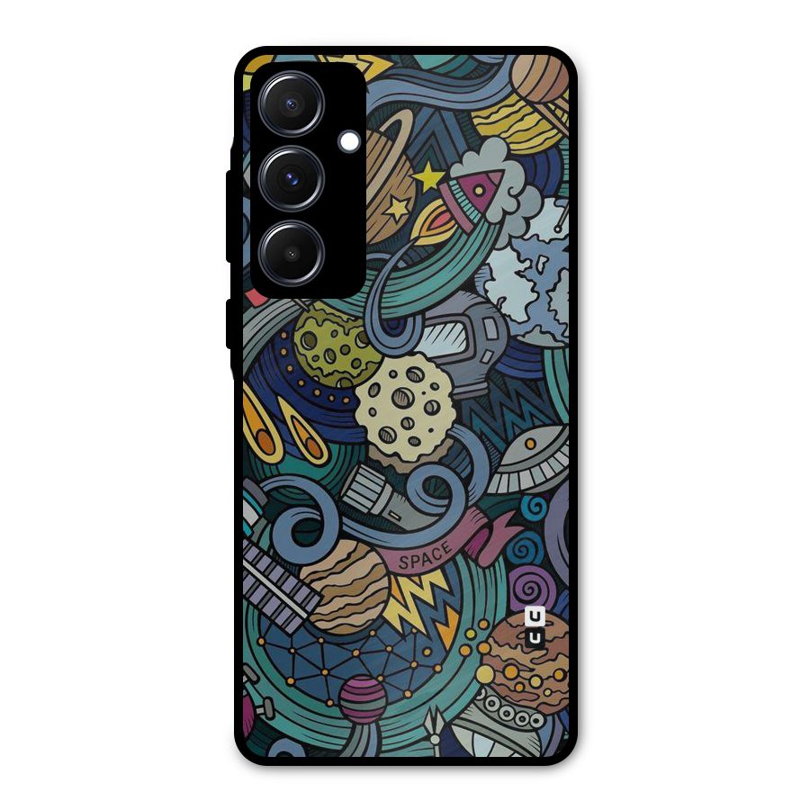 Space Pattern Blue Metal Back Case for Galaxy A55