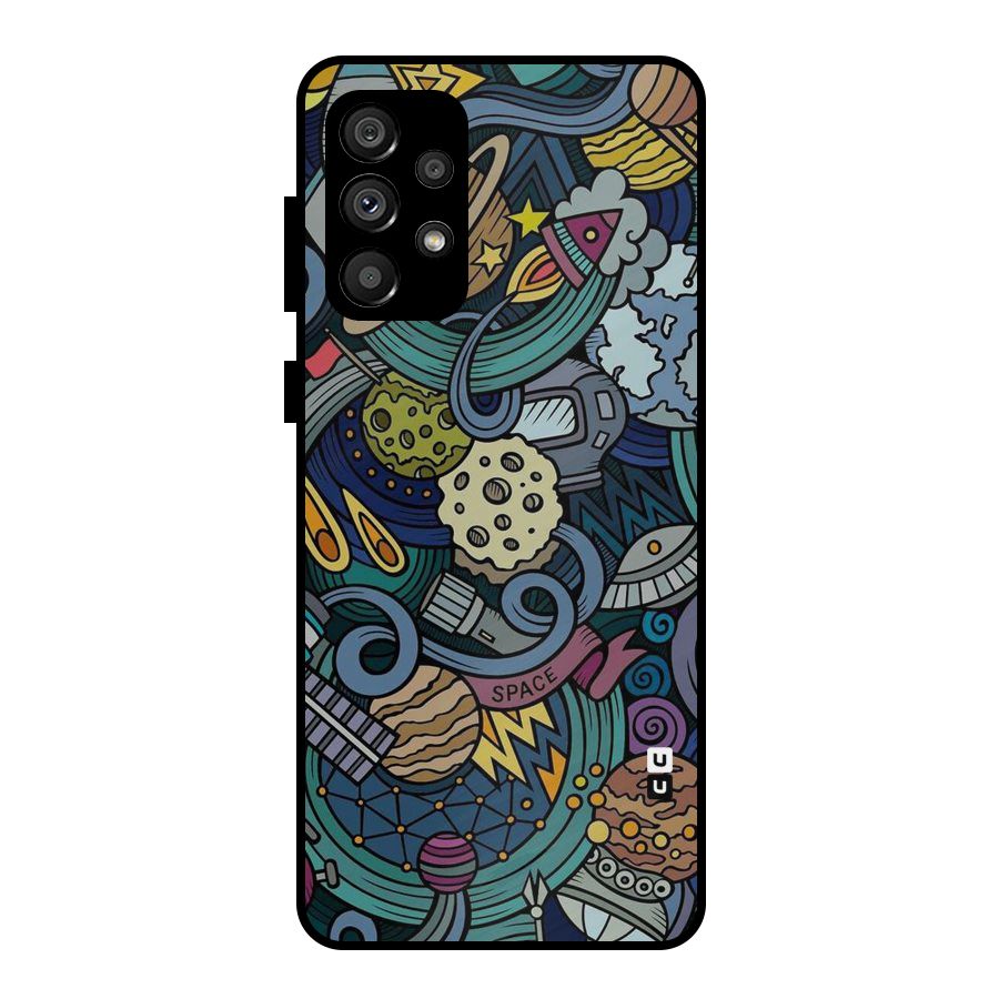 Space Pattern Blue Metal Back Case for Galaxy A73 5G