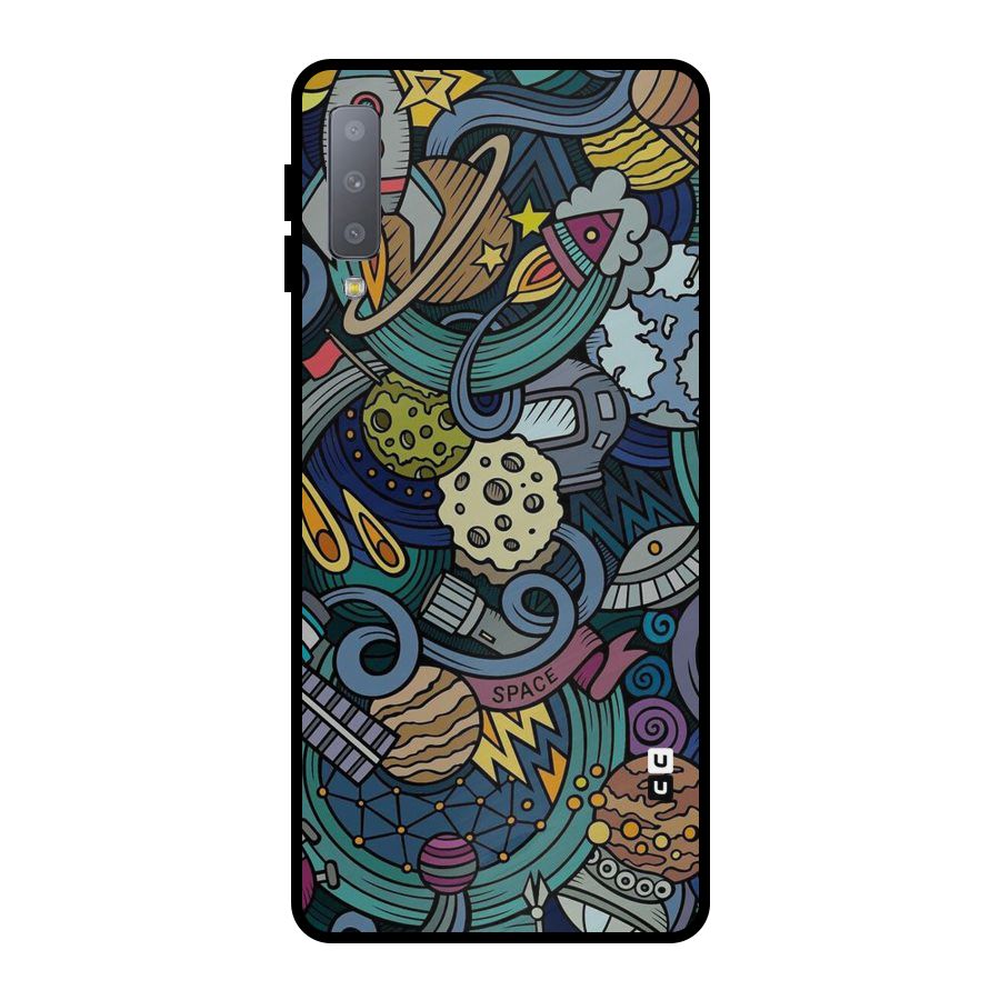 Space Pattern Blue Metal Back Case for Galaxy A7 (2018)