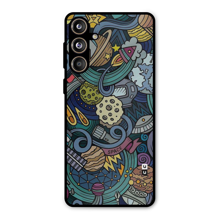Space Pattern Blue Metal Back Case for Galaxy F55