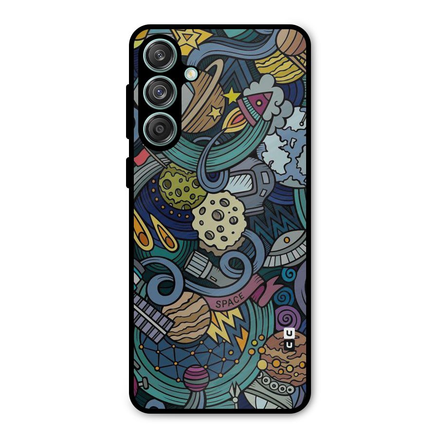 Space Pattern Blue Metal Back Case for Galaxy M55 5G