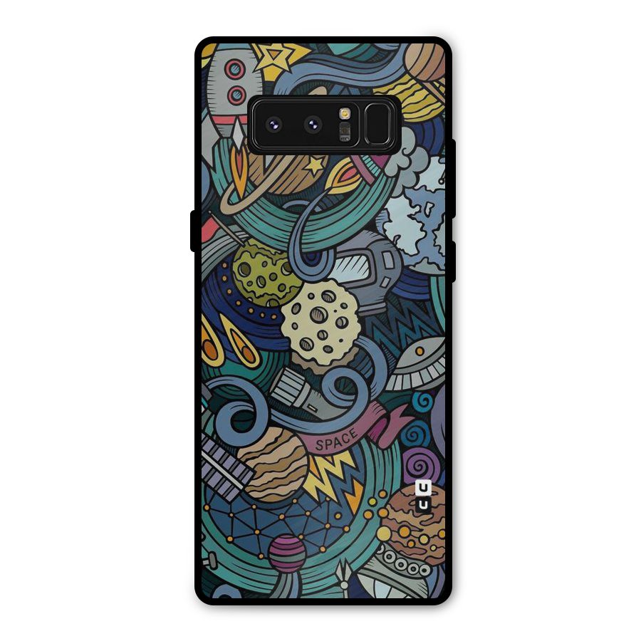 Space Pattern Blue Metal Back Case for Galaxy Note 8