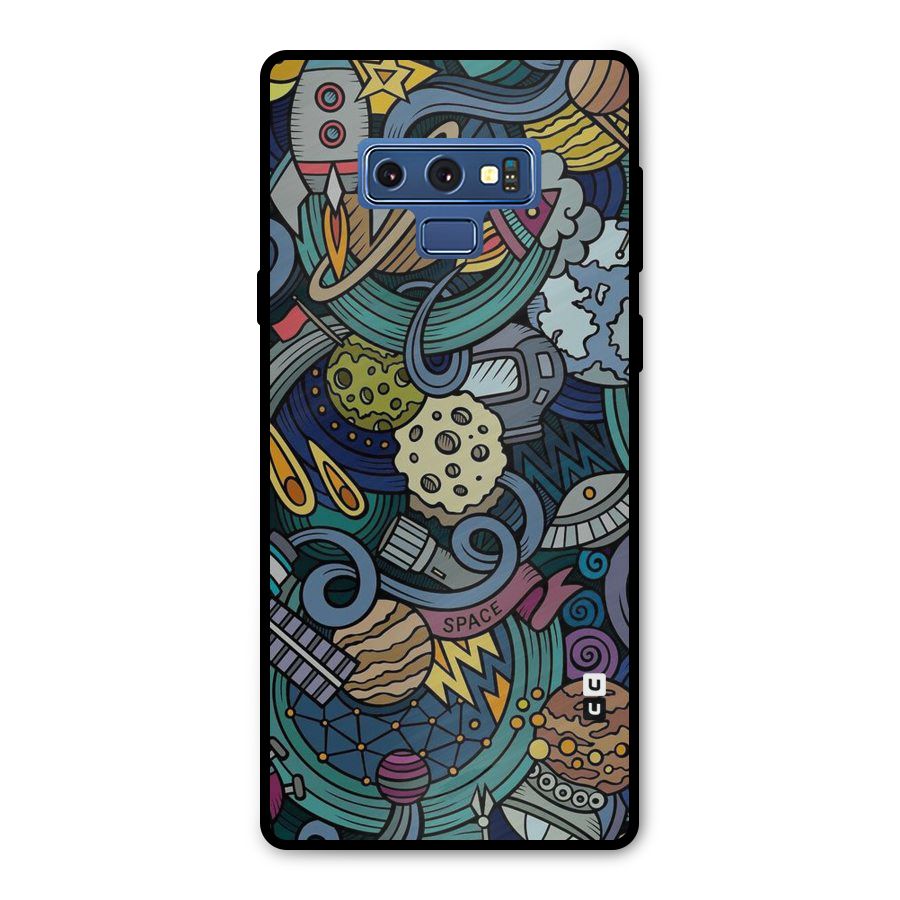 Space Pattern Blue Metal Back Case for Galaxy Note 9