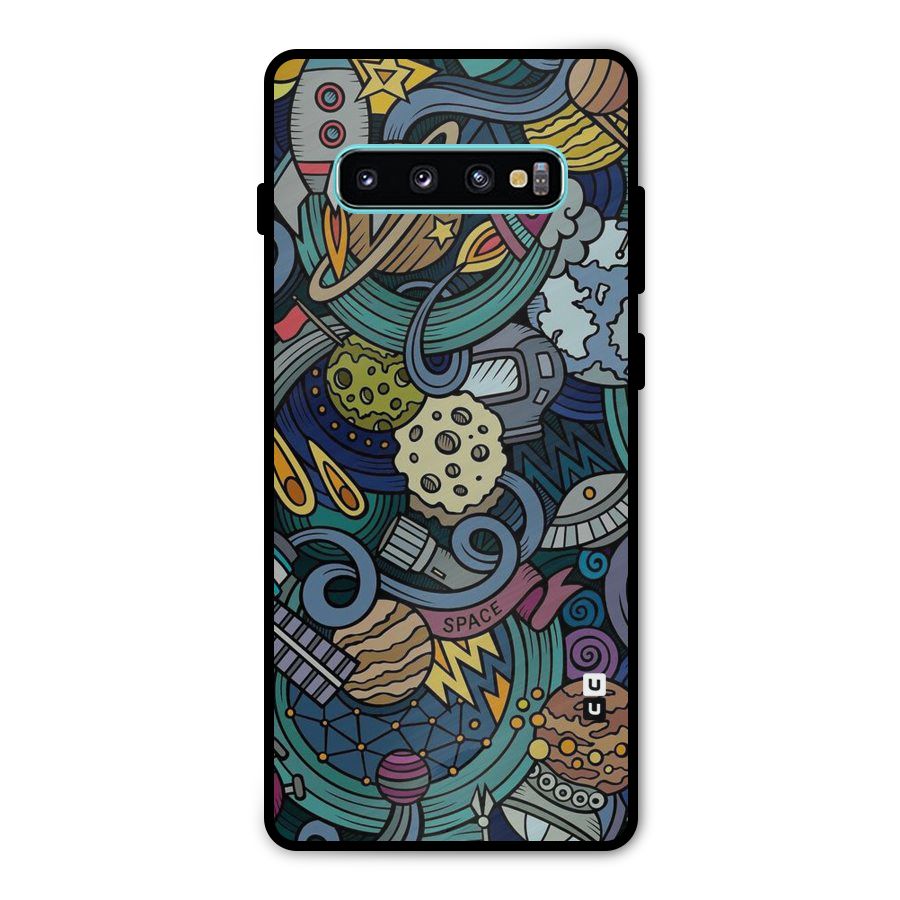Space Pattern Blue Metal Back Case for Galaxy S10 Plus