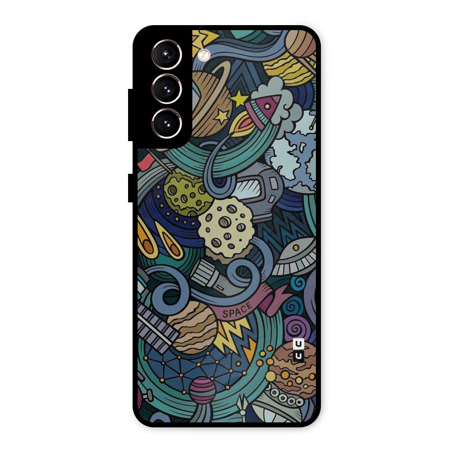 Space Pattern Blue Metal Back Case for Galaxy S21 5G