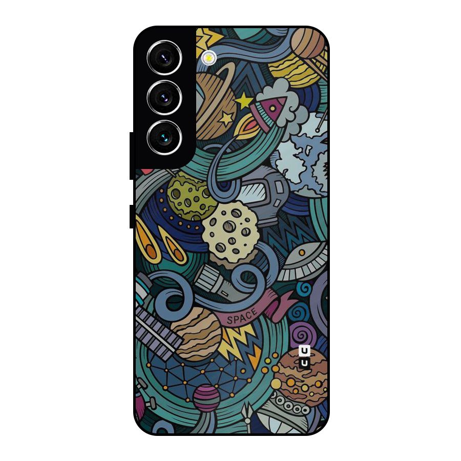 Space Pattern Blue Metal Back Case for Galaxy S22 5G