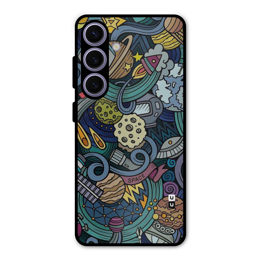 Space Pattern Blue Metal Back Case for Galaxy S24
