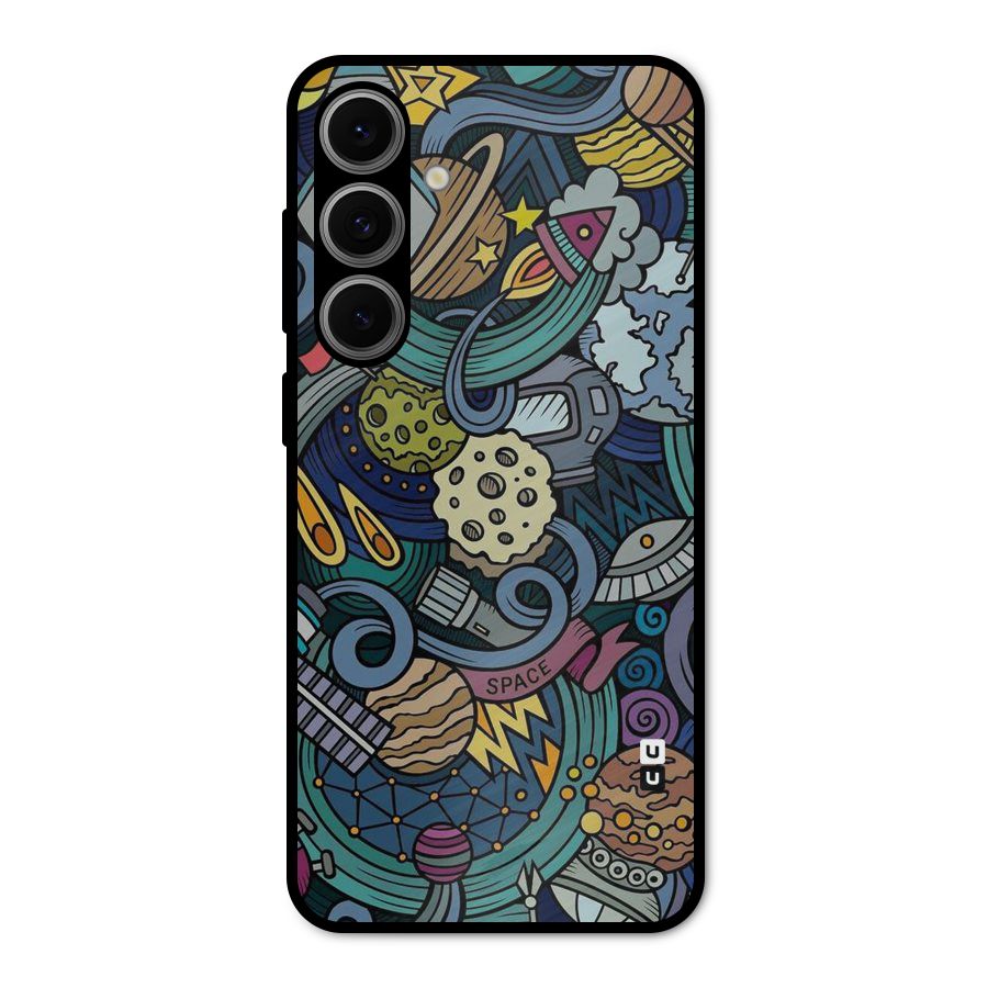 Space Pattern Blue Metal Back Case for Galaxy S24 FE