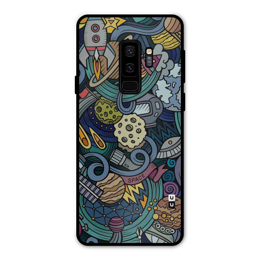 Space Pattern Blue Metal Back Case for Galaxy S9 Plus