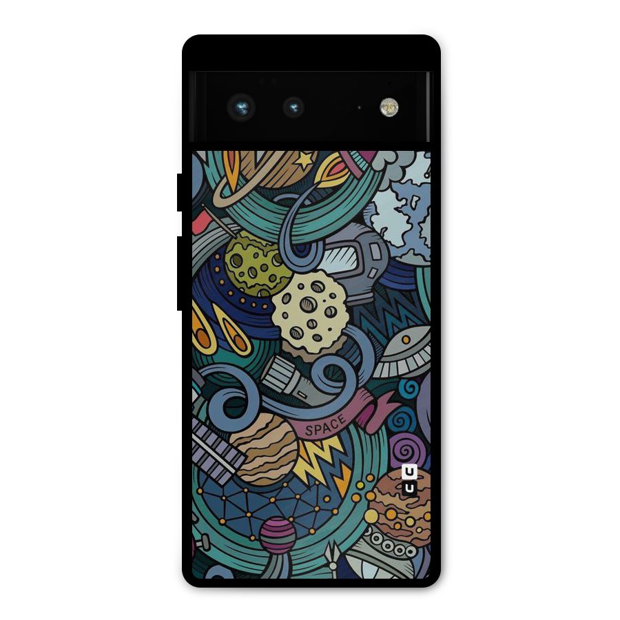 Space Pattern Blue Metal Back Case for Google Pixel 6