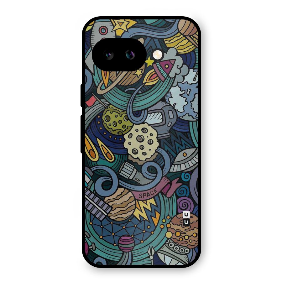 Space Pattern Blue Metal Back Case for Google Pixel 9a