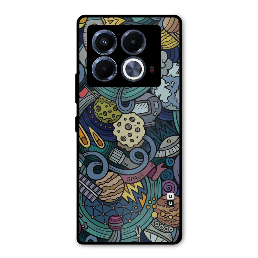 Space Pattern Blue Metal Back Case for Infinix Note 40 5G