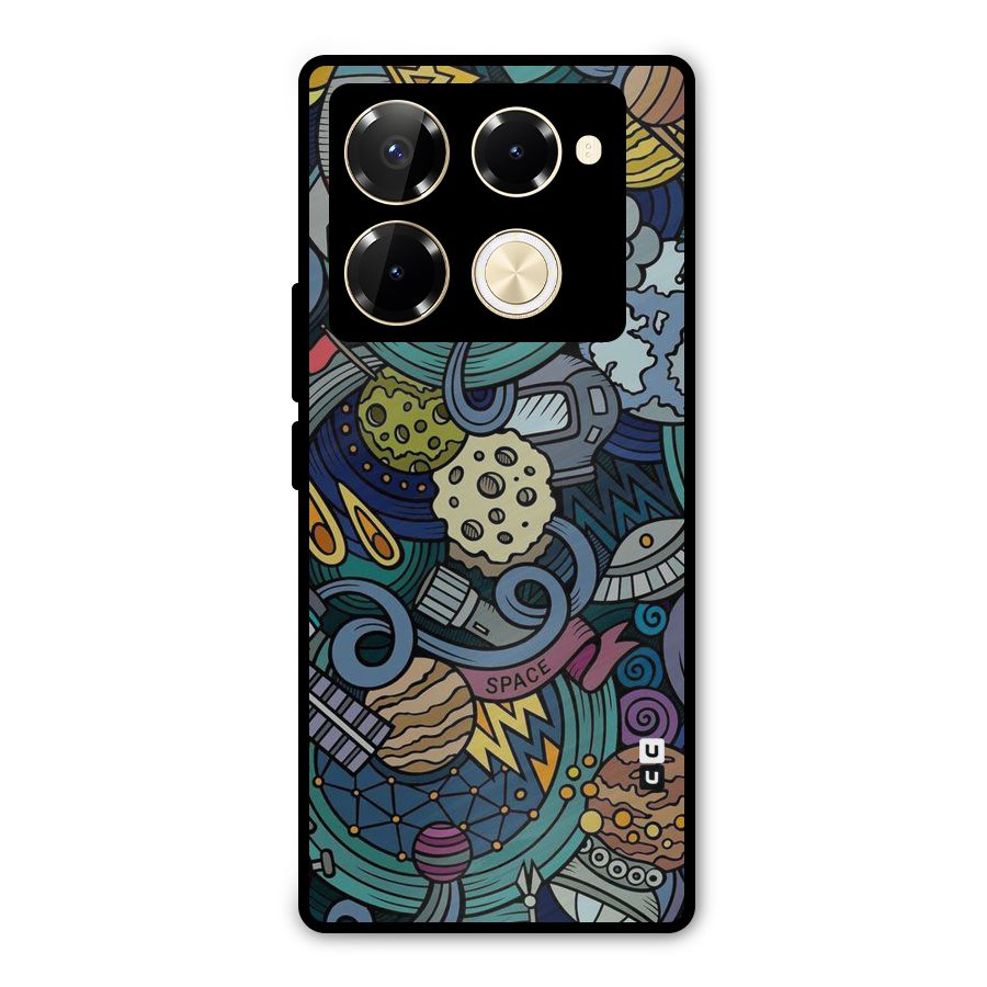 Space Pattern Blue Metal Back Case for Infinix Note 40 Pro Plus
