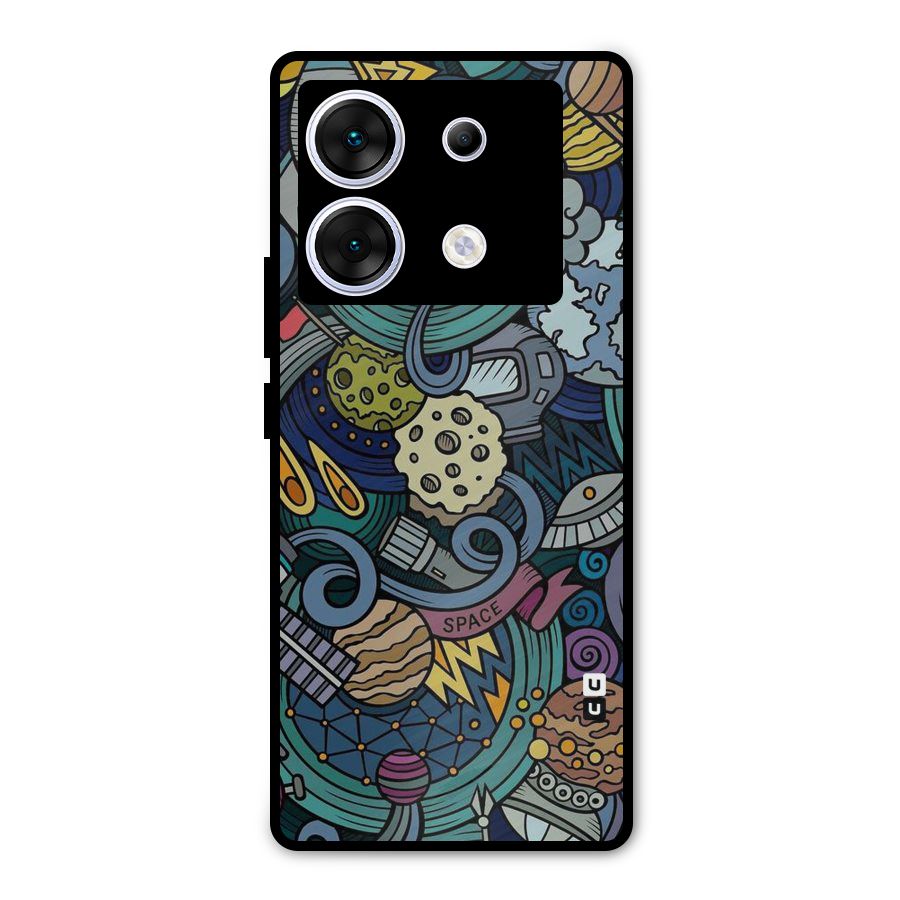Space Pattern Blue Metal Back Case for Infinix Zero 30 5G
