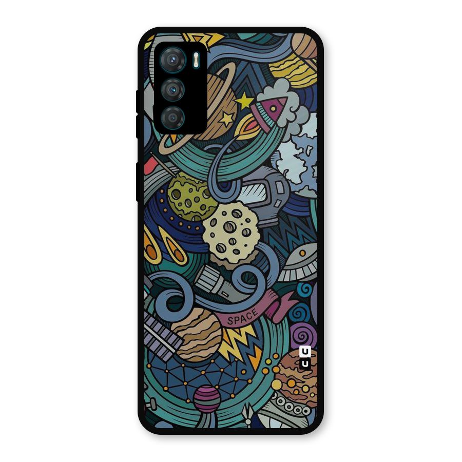 Space Pattern Blue Metal Back Case for Moto G42
