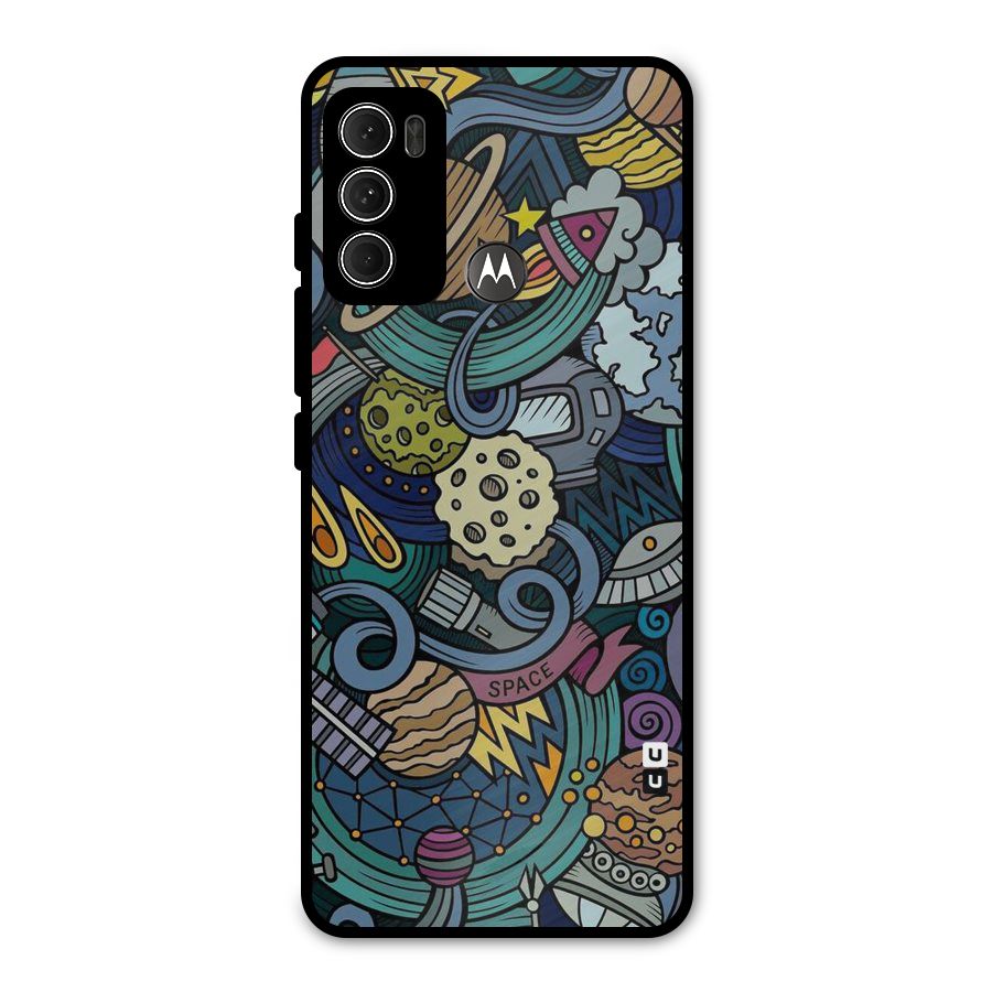 Space Pattern Blue Metal Back Case for Moto G60