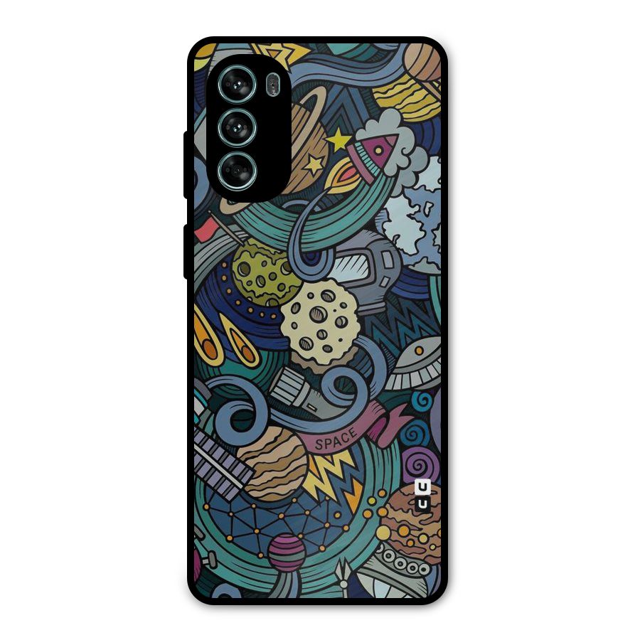 Space Pattern Blue Metal Back Case for Moto G62