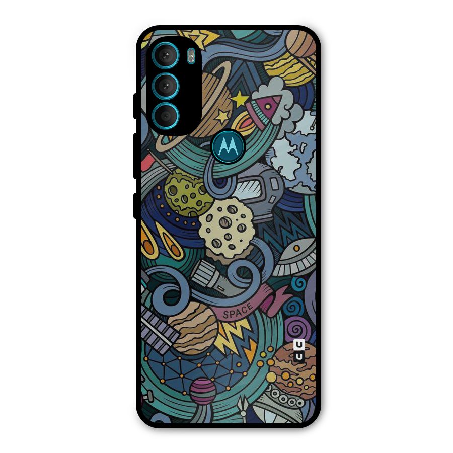 Space Pattern Blue Metal Back Case for Moto G71 5G