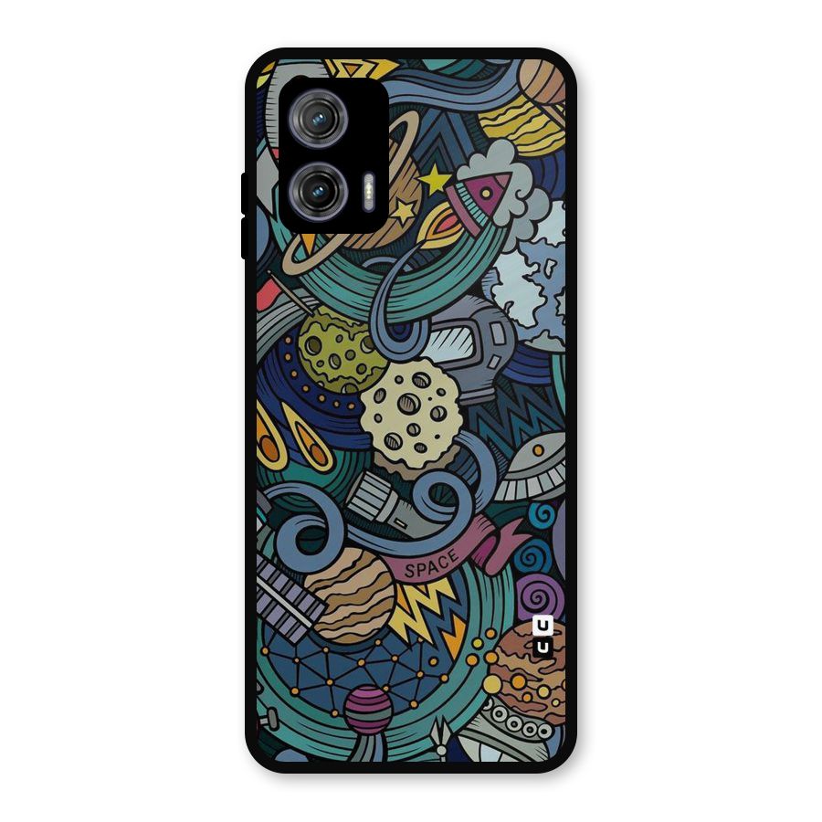 Space Pattern Blue Metal Back Case for Moto G73