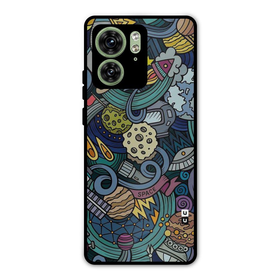 Space Pattern Blue Metal Back Case for Motorola Edge 40 5G