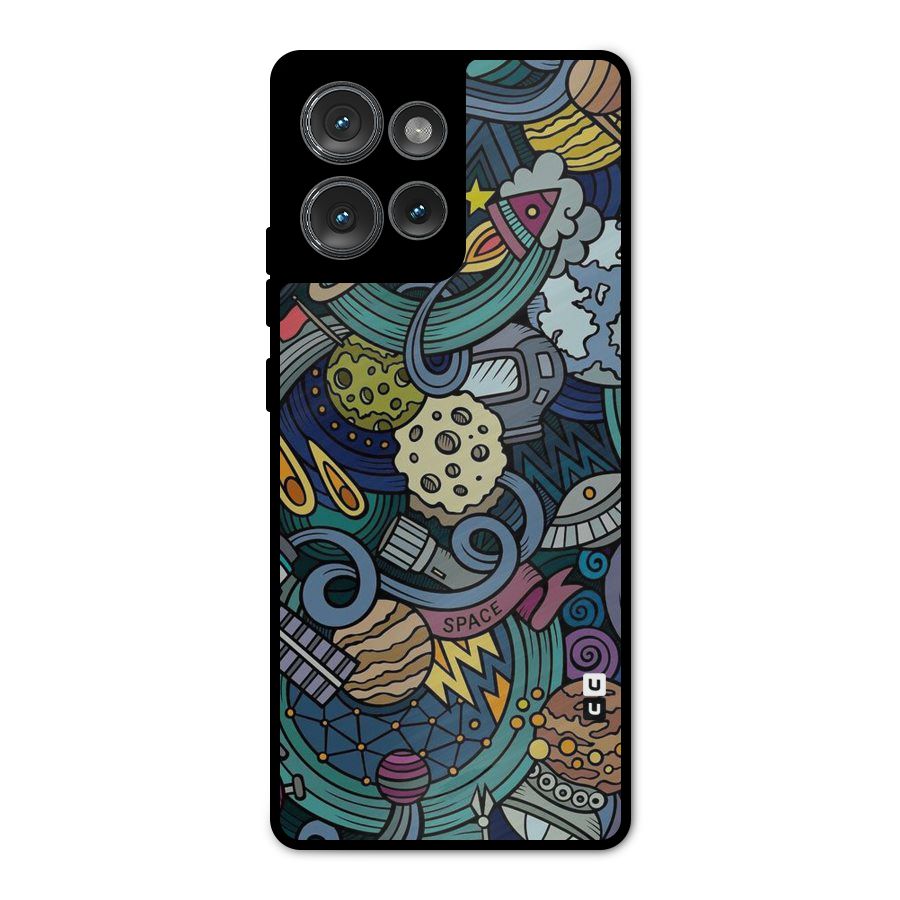 Space Pattern Blue Metal Back Case for Motorola Edge 50