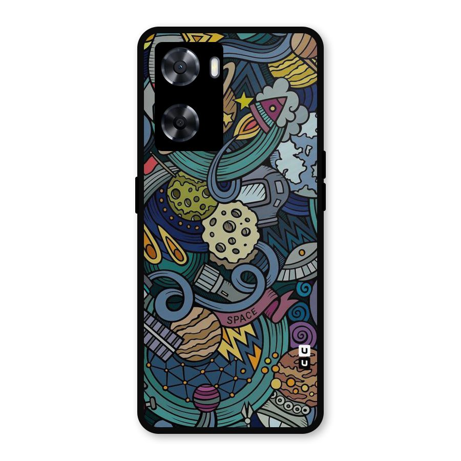 Space Pattern Blue Metal Back Case for Oppo A57 2022