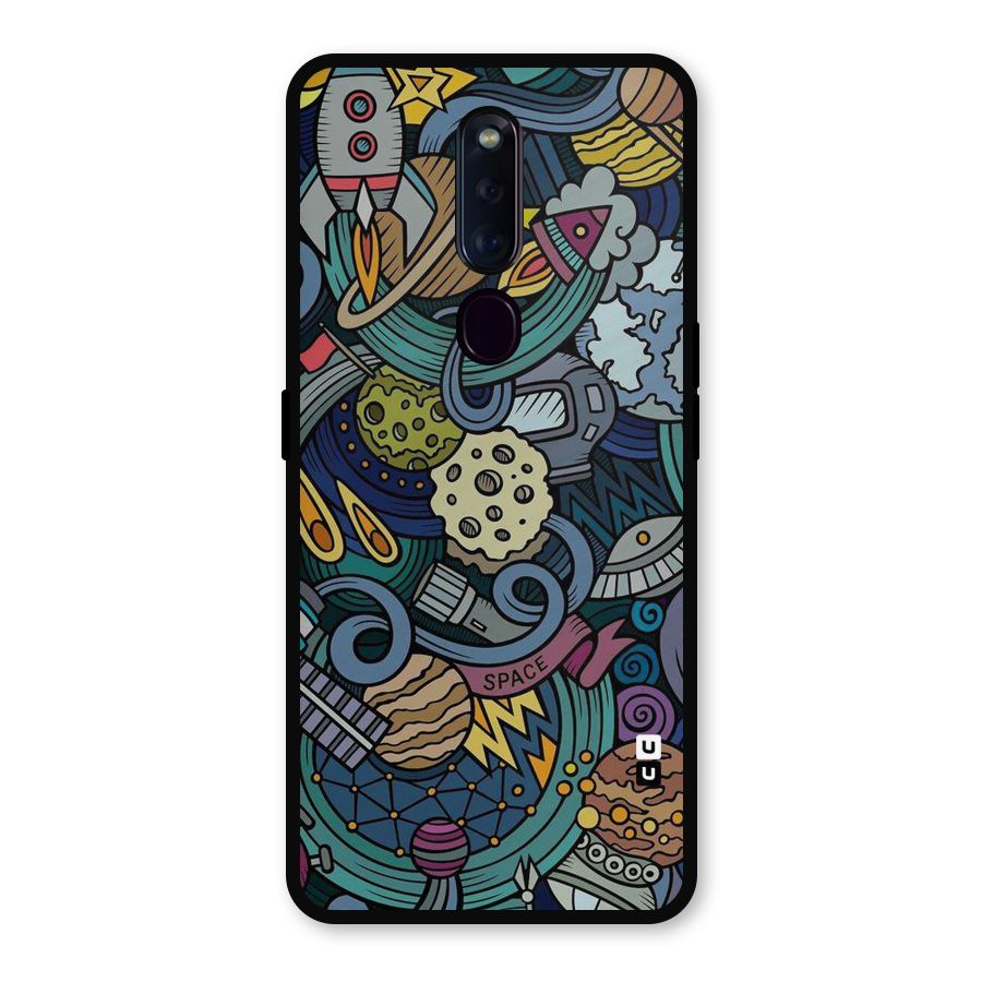 Space Pattern Blue Metal Back Case for Oppo F11 Pro