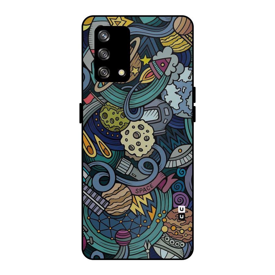 Space Pattern Blue Metal Back Case for Oppo F19