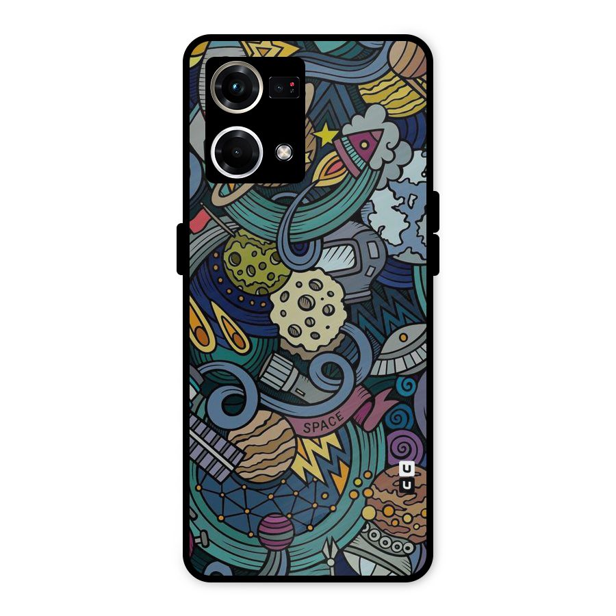 Space Pattern Blue Metal Back Case for Oppo F21 Pro 4G