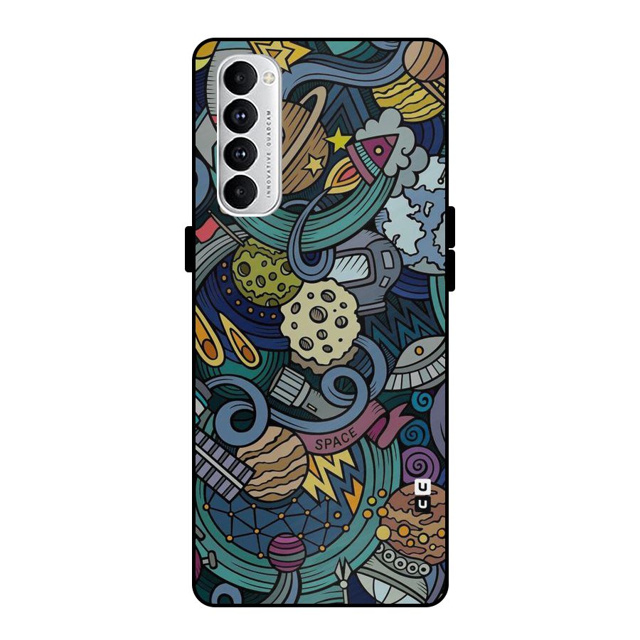 Space Pattern Blue Metal Back Case for Oppo Reno4 Pro