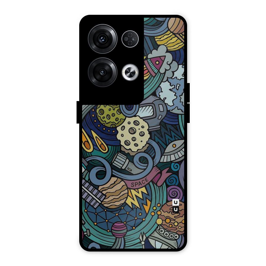 Space Pattern Blue Metal Back Case for Oppo Reno8 Pro 5G