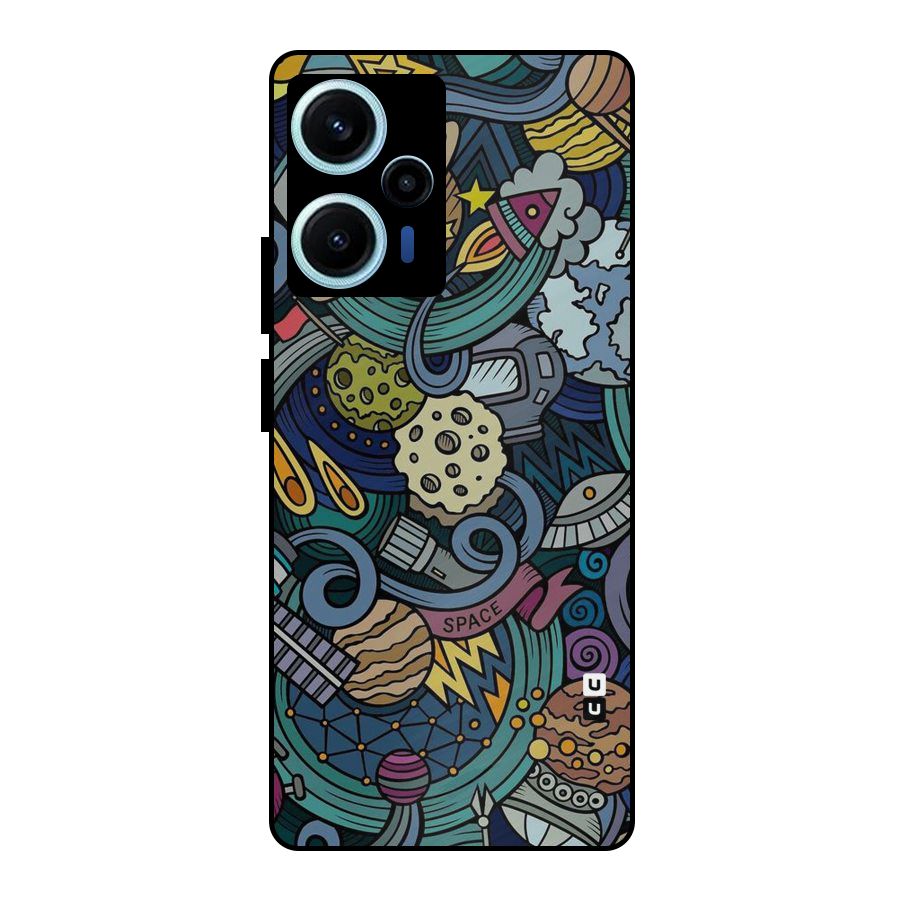 Space Pattern Blue Metal Back Case for Poco F5
