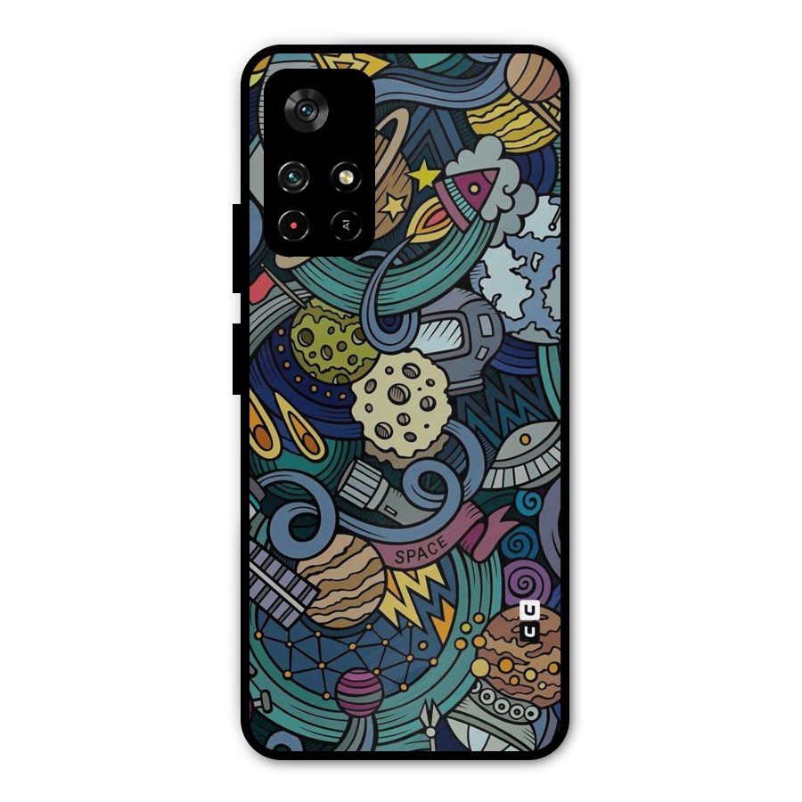 Space Pattern Blue Metal Back Case for Poco M4 Pro 5G