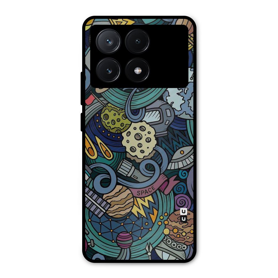 Space Pattern Blue Metal Back Case for Poco X6 Pro