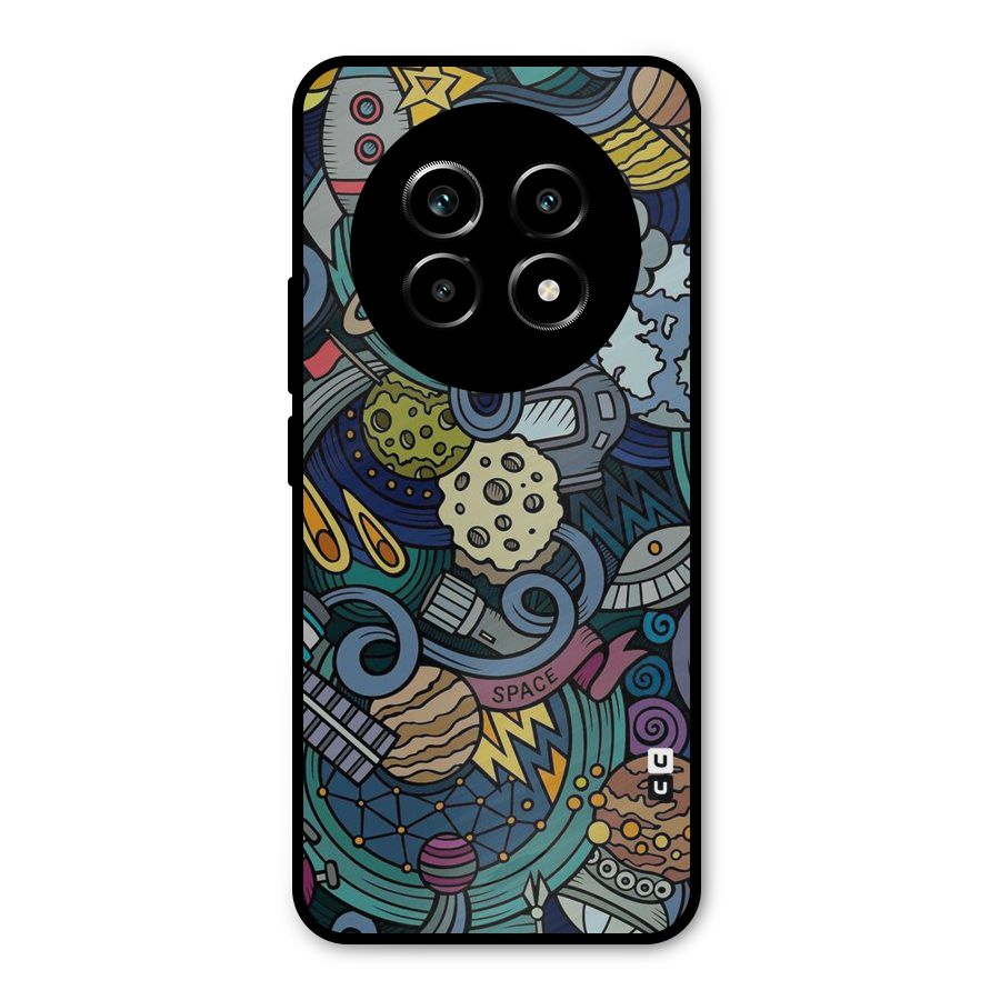 Space Pattern Blue Metal Back Case for Realme 14 Pro Lite