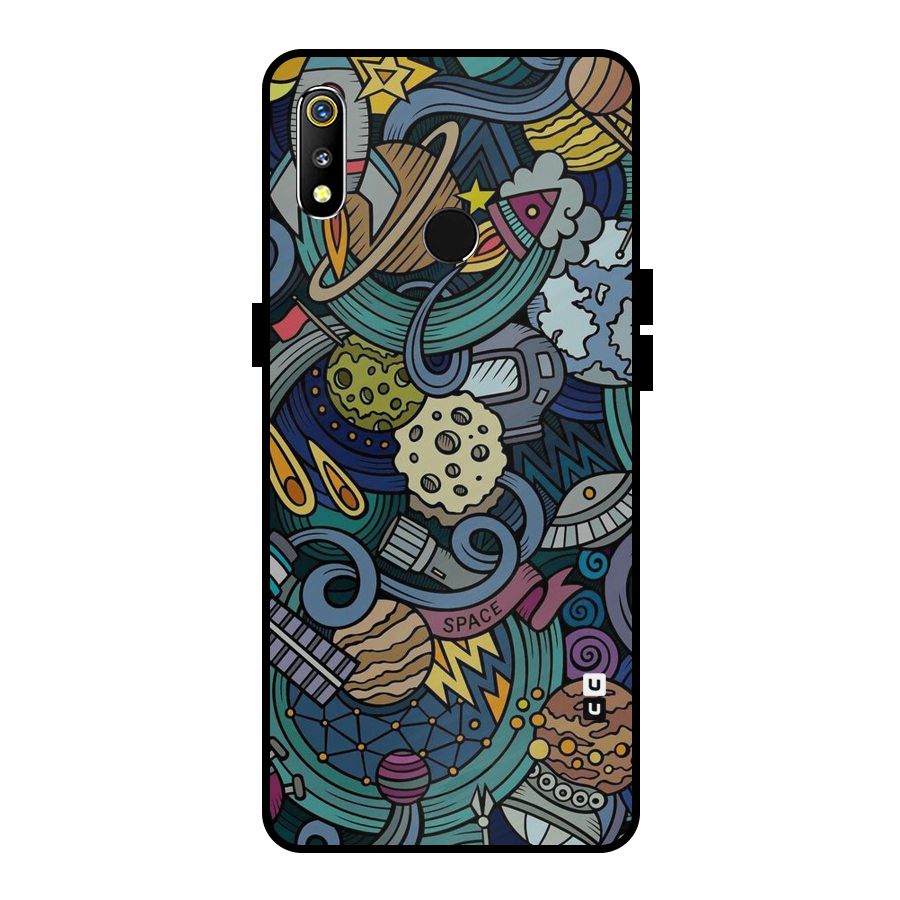 Space Pattern Blue Metal Back Case for Realme 3