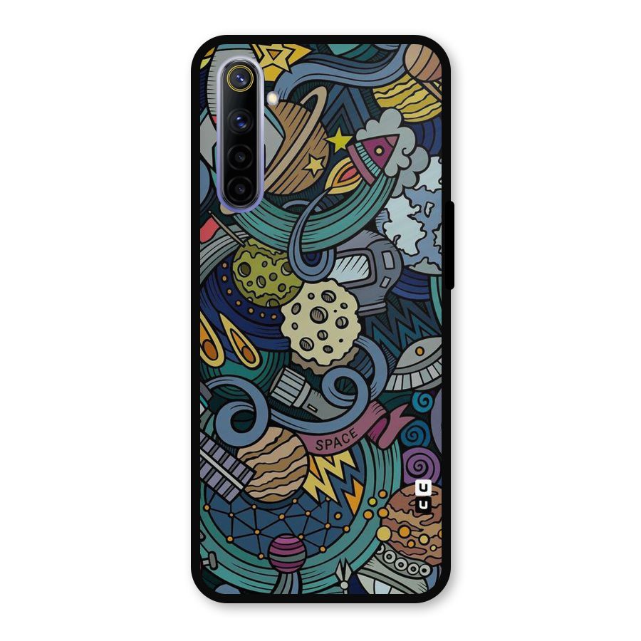 Space Pattern Blue Metal Back Case for Realme 6