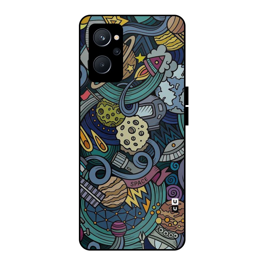 Space Pattern Blue Metal Back Case for Realme 9i 5G