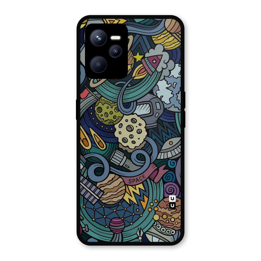 Space Pattern Blue Metal Back Case for Realme C35