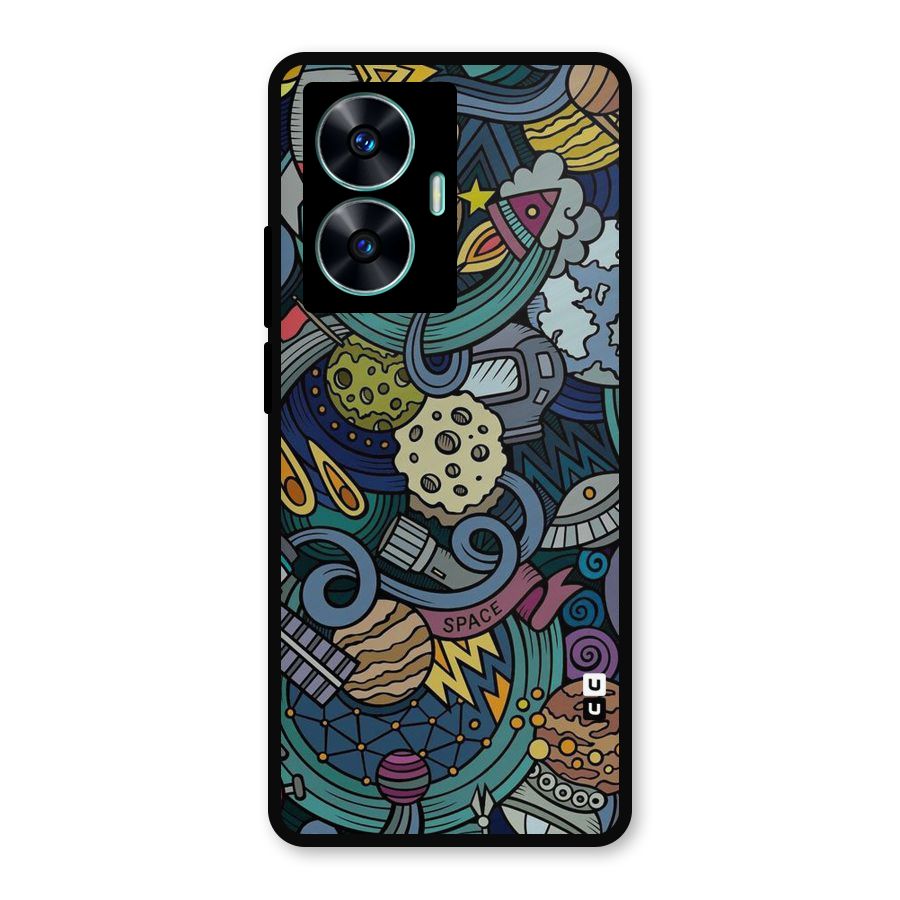 Space Pattern Blue Metal Back Case for Realme C55