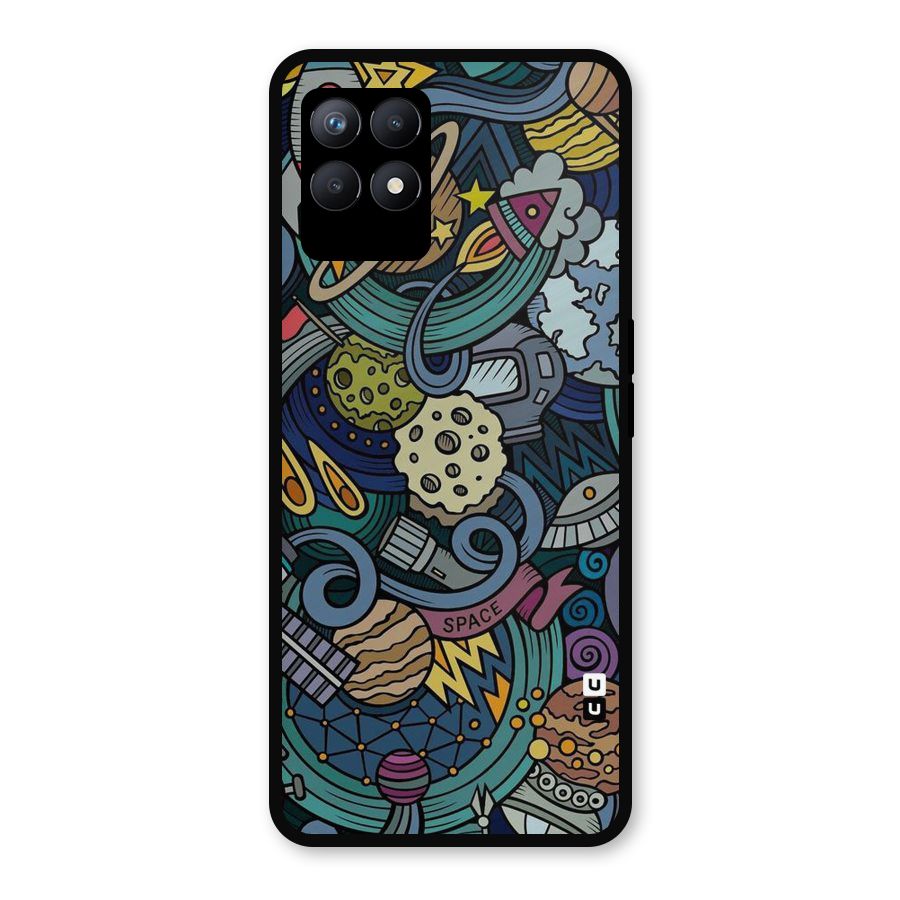 Space Pattern Blue Metal Back Case for Realme Narzo 50