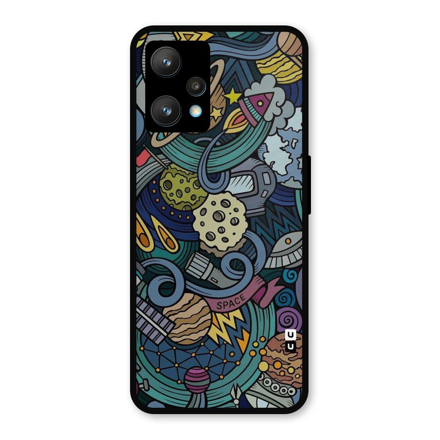 Space Pattern Blue Metal Back Case for Realme Narzo 50 Pro