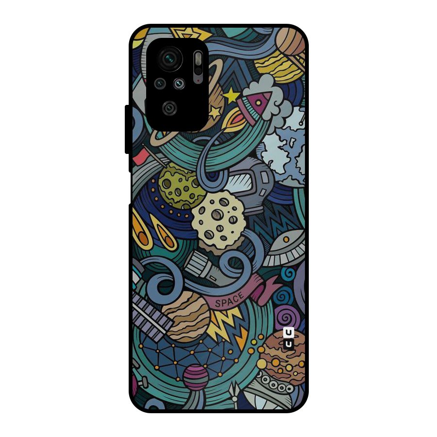 Space Pattern Blue Metal Back Case for Redmi Note 10S