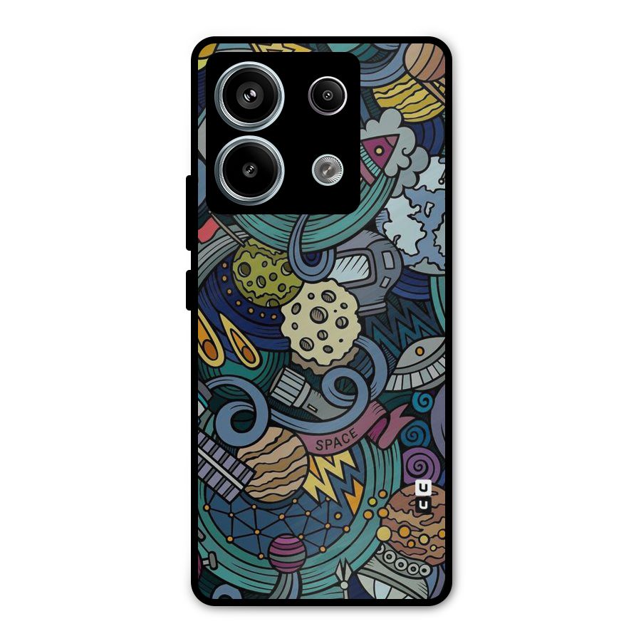 Space Pattern Blue Metal Back Case for Redmi Note 13 Pro 5G