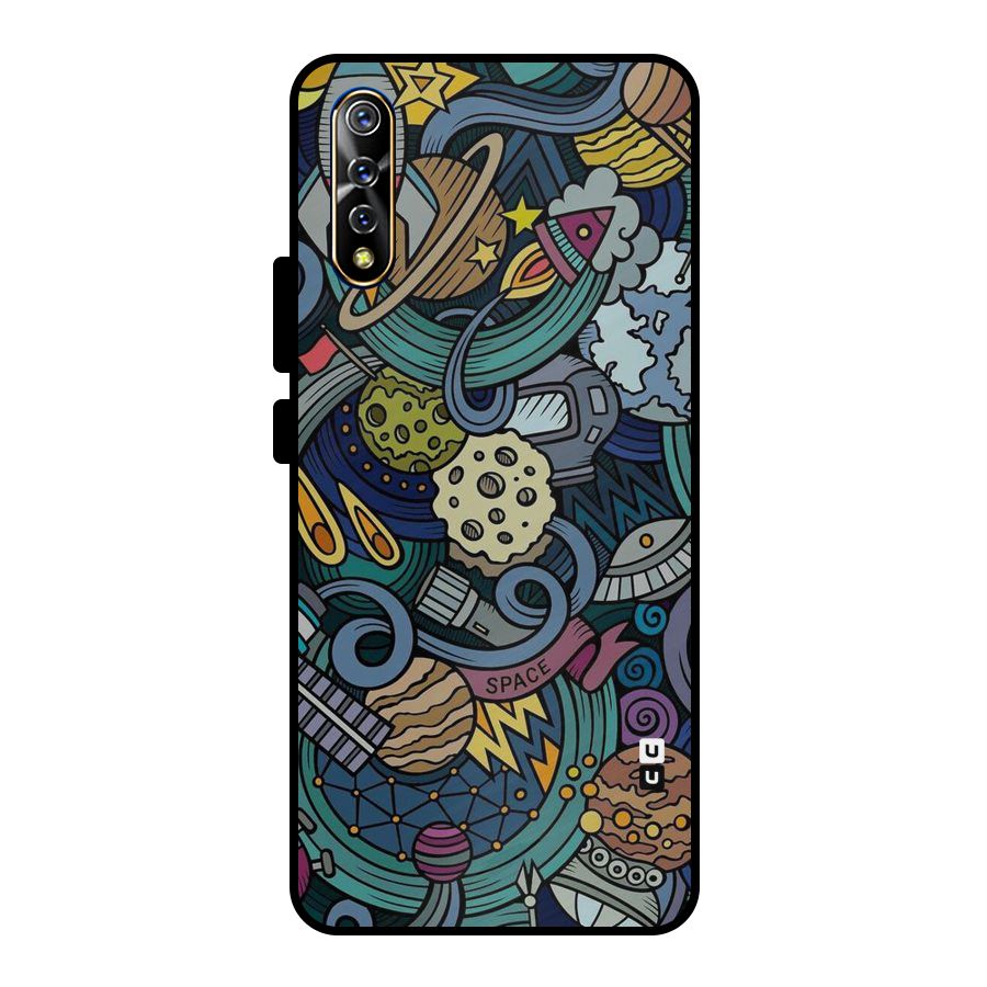 Space Pattern Blue Metal Back Case for Vivo S1