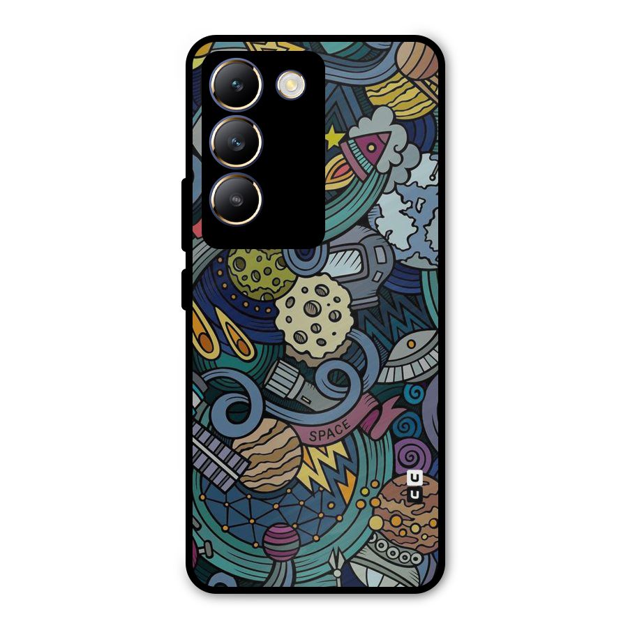 Space Pattern Blue Metal Back Case for Vivo T3 5G