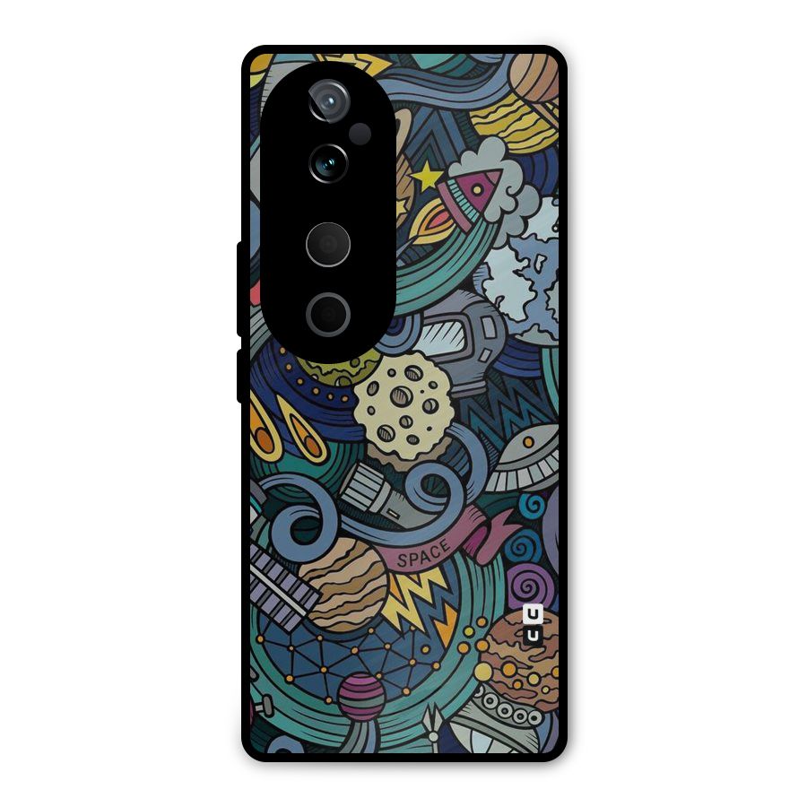 Space Pattern Blue Metal Back Case for Vivo T3 Ultra