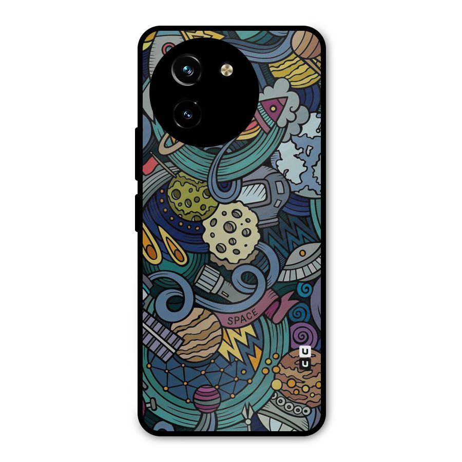 Space Pattern Blue Metal Back Case for Vivo T3x